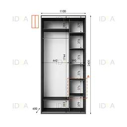 Шафа-купе Idea серія 1 110 x 60 x 240 см Антрацит Дзеркало - мініатюра 2