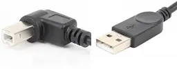 Кабель USB 2.0 AM-BM, 1.0 м, кут 90° наліво, чорний