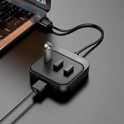 Hub адаптер Hoco Easy 4-in-1 converter HB31 (Usb to Usb2.0x4) (L=0.2M) 6931474784841 - мініатюра 6