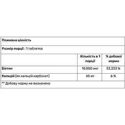 Біотин (Вітамін В7) Haya Labs Biotin Maximum Strength 10000 мкг 100 таблеток - мініатюра 2