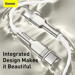 Кабель Baseus Cafule Metal USB-C to USB-C 100W 1m White (CATJK-C02) [82102] - мініатюра 5