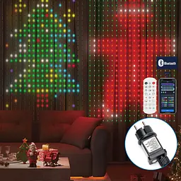 Розумна LED-нитка для штор RGBIC 400LED прозорий дріт 51×1м з пультом IP44