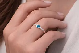 Елегантна каблучка з білого золота з топазом London Blue К-0575 18 - мініатюра 7