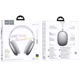 Бездротові накладні навушники Hoco W65 Plus, ANC, BT5.4, AUX, 400mAh, 45h, Silver - мініатюра 4