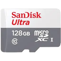 Карта пам'яті SanDisk microSDXC, 128Gb Ultra, Class10 UHS-I U1 A1, без адаптера, до 100/60 МБ/с (SDSQUNR-128G-GN3MN)