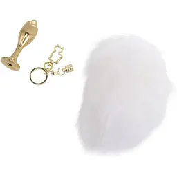 Металева анальна пробка Кролячий хвост Lockink Sevanda White Bunny-Tail Anal Rose-shape Plug - мініатюра 3