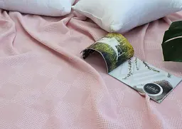Простирадло-покривало Tag Tekstil піке 160х235 см. Клітка пудра - мініатюра 5