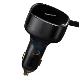 Автомобільний зарядний пристрій Baseus Enjoyment Retractable 2-in-1 Car Charger Type-C+Type-C 33W C00035500111-00 Black - мініатюра 3
