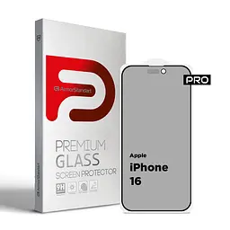 Захисне антишпигун матове скло для Apple iPhone 16, Pro Anti-spy Matte, повноекранне, загартоване, конфіденційне, повне проклеювання, із затемненням з боків, протиударне з олеофобним покриттям, проста установка, ArmorStandart (ARM79397)