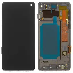 Дисплей для Samsung G973 Galaxy S10, чорний, з рамкою, Оригінал (переклеєне скло)