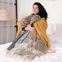 Плед Love You мериносовий Ромб коричневий 140x200 см 4235 - мініатюра 4