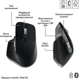 Комплект Logitech MX Keys S Combo для MAC Bluetooth/Wireles UA Space Grey (920-012845) - мініатюра 3
