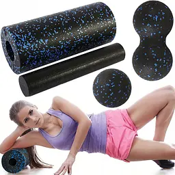 Масажний ролик для спини FitRoller 3 в 1, набір ролерів і валиків для йоги, чорний - мініатюра 2