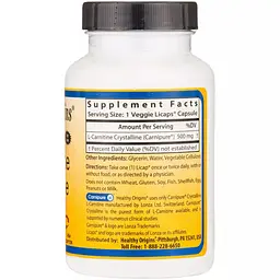 L-Карнітин Healthy Origins L-Carnitine Crystalline 500 мг 90 капсул - мініатюра 2