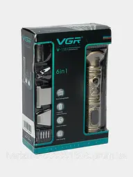 Набір для стрижки волосся та бороди VGR V-106 • 6 в 1, 14 насадок, LED-дисплей, акумуляторний тример - мініатюра 4