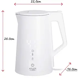 Електрочайник Adler AD 1345 white 1850-2200Вт 1.7л Strix встановлення температури - мініатюра 7