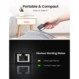 Перехідник USB 2.0 AM to RJ45 Ethernet 100Mbps CR110 Ugreen (20254) - мініатюра 3