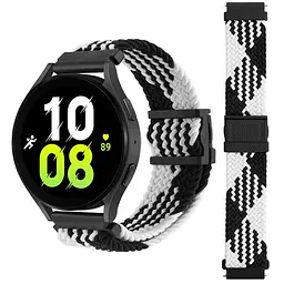 Нейлоновий ремінець Universal 20 mm Elastic Adjustment Samsung/Amazfit/Huawei Black/White - мініатюра 3