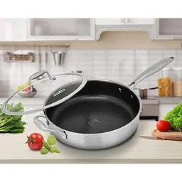 Сковорода з нержавіючої сталі з кришкою Heinner Titanium3 26 см (HR-MRK-26C) - мініатюра 6