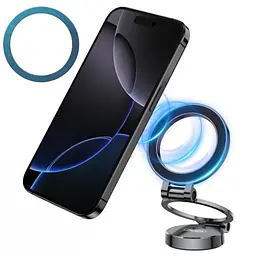 Автотримач XO C161 Apple magsafe magnetic tri-fold phone holder with magnet ring чорний - мініатюра 3