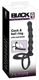 Анальна пробка з ерекційним кільцем Black Velvets Cock And Ball Ring 19 см (чорний) - мініатюра 2