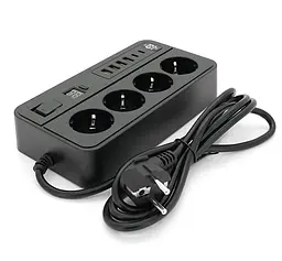 Мережевий фільтр-подовжувач Voltronic G-13H, 3000 Вт, 4 розетки + 4 USB 3,2 А + 2 Type-C + таймер, 2 м, чорний - мініатюра 4