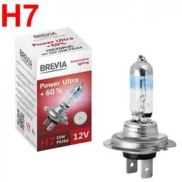 Автолампа галогенна Brevia Power Ultra +60% H7 12V 55W 1 шт (12070PUC)