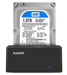 Зовнішня кишеня Maiwo для HDD 2,5"/3,5" SATA через USB 3.0, безгвинтове кріплення, пластик, чорна (K308P) - мініатюра 2