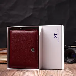 Портмоне для жінок на блискавці з натуральної шкіри ST Leather 19487 бордовий - мініатюра 10