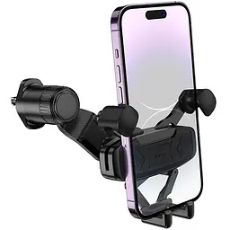 Автотримач Hoco H66 Gamble gravity linkage (air outlet) Black - мініатюра 3