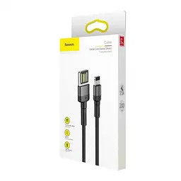Кабель Baseus Cafule Special Edition Cable USB to Lightning 1.5A 2m CALKLF-HG1 Black-Grey - мініатюра 5