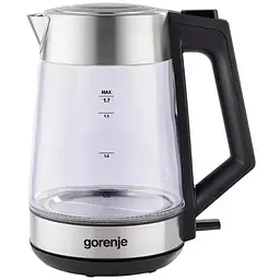 Електрочайник Gorenje 1.7л, 2,200 Вт, strix контроль, скло, нерж (K17OGS)