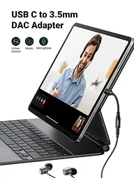 Перехідник USB Type-C для 3.5 mm Ugreen AV161 з DAC chip аудіоадаптер для навушників Black (50631) - мініатюра 4
