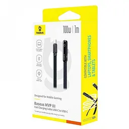 Кабель Baseus MVP 3 Fast Charging Type-C to Type-C 100W (1m) black (P10382500121-00) - мініатюра 2