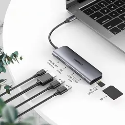 Порт-реплікатор (хаб) Ugreen 70411 6-in-1 док-станція HDMI 2xUsb3.0 TF PD 100W - мініатюра 3