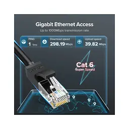 Патч-корд 2м, U/UTP Cat 6 CCA Lan Cable NW102 Black Ugreen (20160) - мініатюра 2