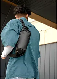 Чоловіча сумка через плече бананка Sambag Holster MSH чорна 36 × 14 × 4 см (87113001m) - мініатюра 2