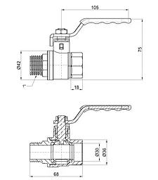 Кран кульовий Thermo Alliance Standart 1" ВЗ прямий, PN40, важіль SD605NW25PN40 - мініатюра 3