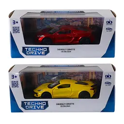 Автомодель TechnoDrive Chevrolet Corvette C8 Z06, 2024 (жовтий, червоний) (250310) - мініатюра 12