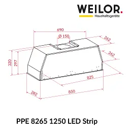 Витяжка повновбудована WEILOR PPE 8265 SS 1250 LED Strip - мініатюра 11