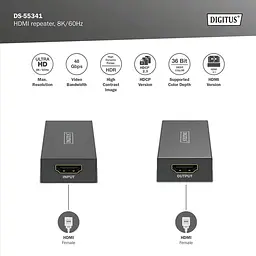 Повторювач Digitus HDMI, 8K/60 Гц (10 м 8K/60 Гц), (13 м 4K/60 Гц) - мініатюра 6