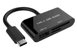 Кардрідер USB Gembird UHB-CR3-02, чорний, Type-C 3.1 - microSD/SD/USB 2.0