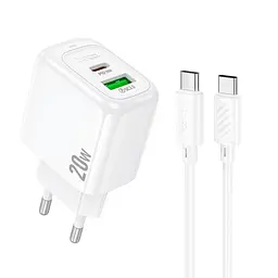 Сітчастий зарядний пристрій HOCO CS54A Surplus PD20W+QC3.0 charger set(C to C) білий
