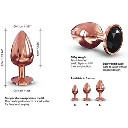 Золота металева анальна пробка із кристалом Dorcel Diamond Plug L - мініатюра 3