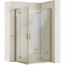 Душова кабіна Rea Hugo 100x100 gold подвійна REA-K6605, Золотий, Універсальна, прозорий, золотий