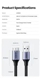 Кабель Ugreen 1м USB 3.0 - Micro USB Type-B 5 Гбіт/с 5V/3A USB 3.0 A на Micro-B для жорских дисків чорний (80793) - мініатюра 7