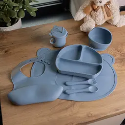 Набір силіконового посуду для дітей Ведмедик 7 предметів, синій TS Kitchen HP34546BL - мініатюра 2