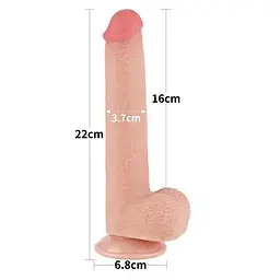 Фалоімітатор з мошонкою Sliding-Skin Dual Layer 9" Flesh LoveToy - мініатюра 3