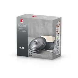 Каструля з кришкою Bergner Excalibur сіра 24 см 4,4 л (BG-36101-GY) - мініатюра 4