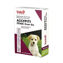 Veko Ассуріті Плюс Спот Он для собак до 4 кг 6 х 0.4 мл пак
